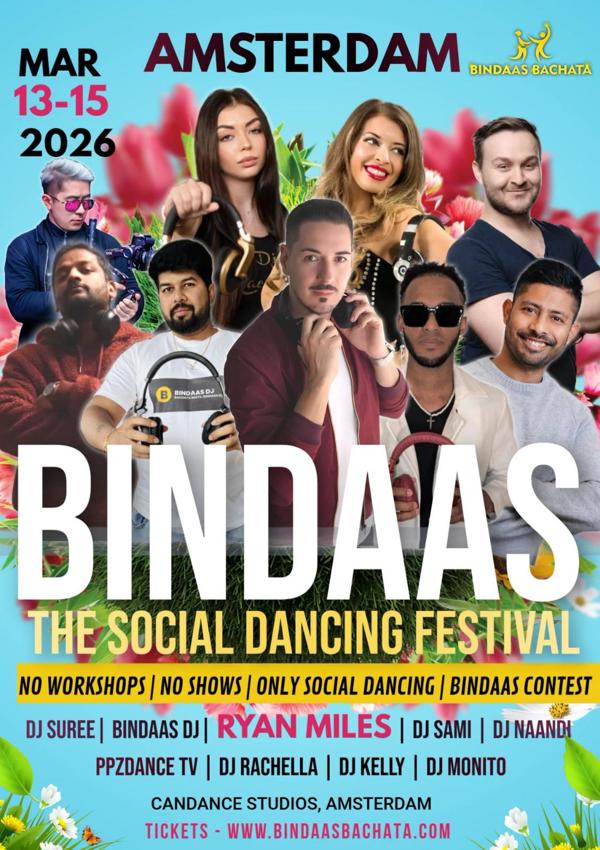 BINDAAS BACHATA - THE Social Dancing Festival in Amsterdam - Flyer