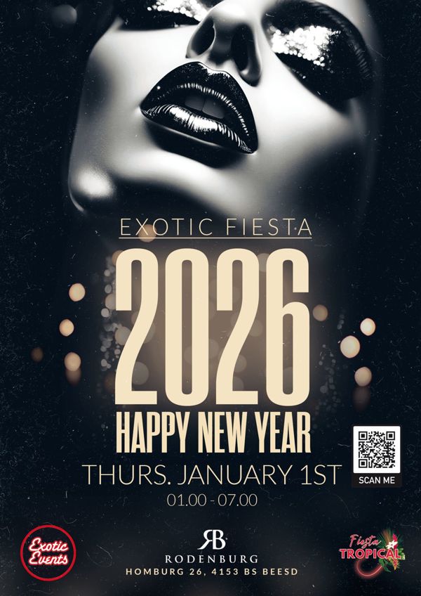 Exotic Fiesta New Year 2026 party Flyer