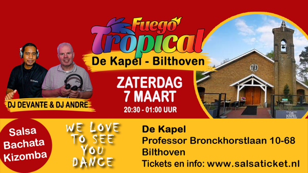 Fuego Tropical in de kapel van Bilthoven Flyer