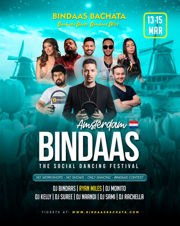 BINDAAS BACHATA - THE Social Dancing Festival in Amsterdam - Flyer