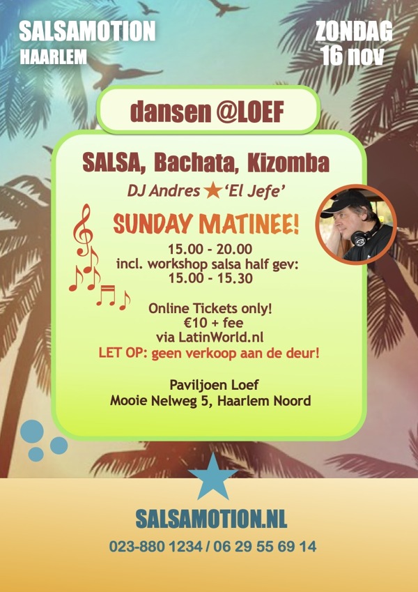 Salsamotion Sunday Matinee bij Paviljoen Loef aan de Mooie N Flyer