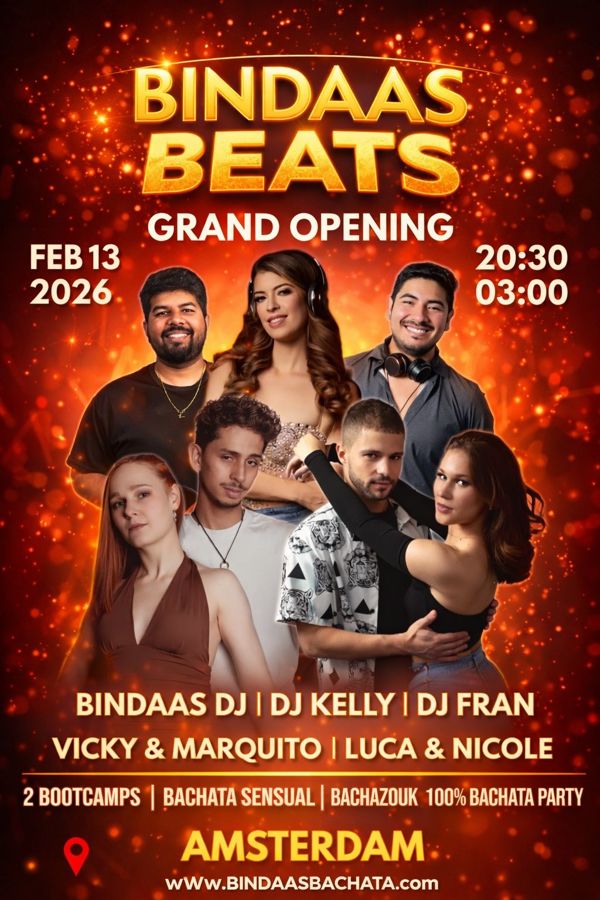 BINDAAS Beats Amsterdam - Top Bachata event Flyer